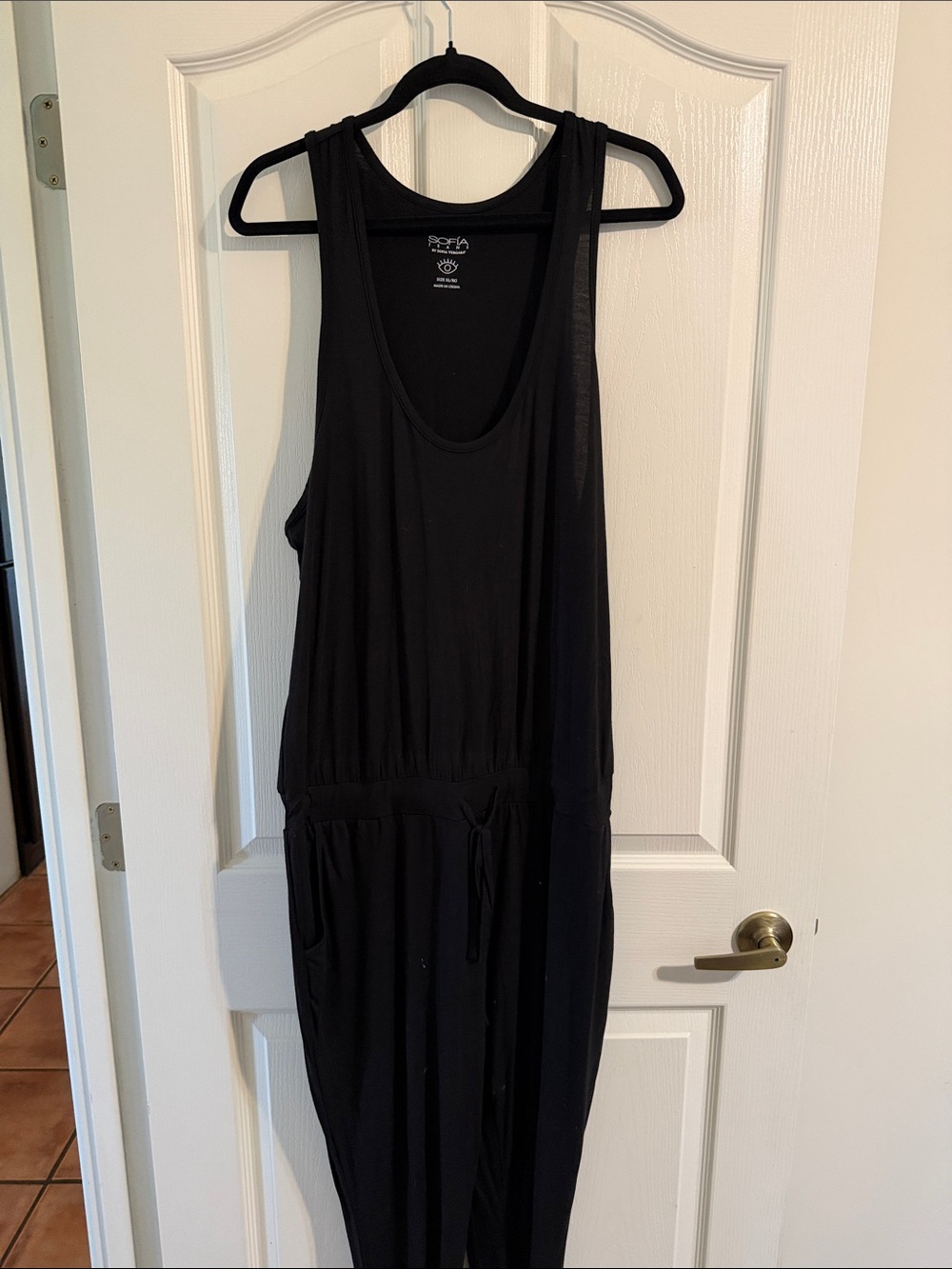 Sofia Jeans Black Sleeveless Jumpsuit with Drawstring Waist